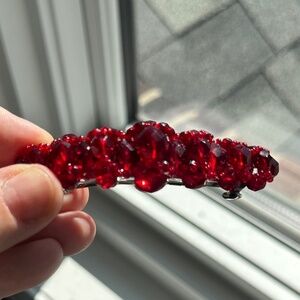 Red Bead Hair Clip - Large Beads Across with Small Bead Surround